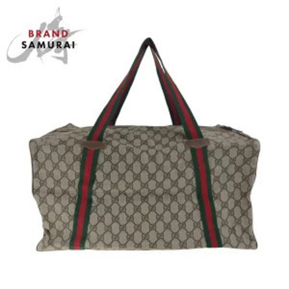 Gucci Sherry beige green red GG Supreme canvas Boston bag Handbag
